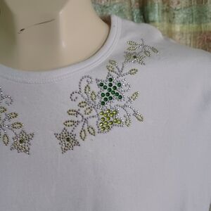 Ladies white shirt with rhinestone size medium new